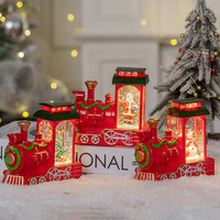 Décorations de Noël vintage, train de Père Noël en plastique rouge illuminé, ornements créatifs, accessoires photo