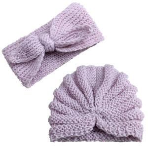 Cálidos gorros de invierno con nudo de ganchillo para bebé, gorro de punto para niña pequeña, <span class=keywords><strong>turbante</strong></span> de punto con diadema - Product Image 5