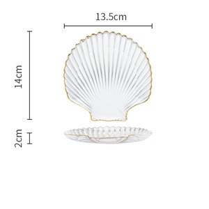 2021High Quality Nordic Creative Gold <strong>Rim</strong> Star Shell Tray Decoration Clear <strong>Small</strong> Glass Jewelry Plate - Product Image 5