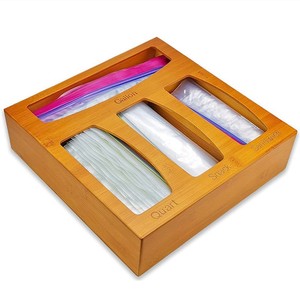Wooden Plastic Bag Organizer Drawer Wall Mount Plastic Bag Organizer Sandwich Bamboo Organizer