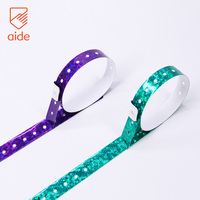 Bracelets jetables holographiques personnalisés imprimés avec logo, pour fêtes, festivals et événements, en plastique ou en papier, avec paillettes