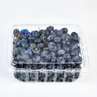 Barquettes d'emballage pour myrtilles en plastique PET recyclé de 1,5 lb, boîte d'emballage pour fruits, conteneur à clapet pour myrtilles avec couvercle à charnière