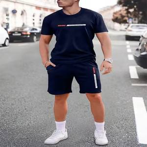 Ensemble short et haut décontracté en coton à col rond pour homme grande taille <span class=keywords><strong>Chen</strong></span> Jing, respirant, tricoté 180g, imprimé par transfert thermique, personnalisable - Product Image 2