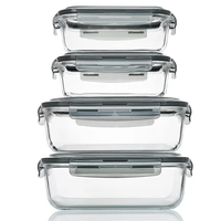 Ensemble de récipients de conservation alimentaire en verre modernes, compatibles micro-ondes, avec couvercles hermétiques, pour la préparation des repas et la pâtisserie, idéal pour la rentrée scolaire et la cuisine