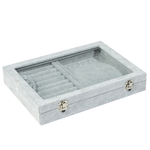 Wholesale Ice Velvet Medium Jewelry Box Ring Necklace 2 In 1 Multi-Purpose Jewelry Storage Box