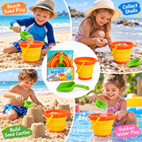 Seau pliable coloré pour enfants avec pelle à sable, ensemble de jouets de plage pliables portables avec emballage en boîte colorée