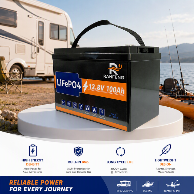 12V 100Ah LiFePO4 Deep Cycle Battery Marine Boat RV Camper Kayak Fishing Solar Storage Lithium Iron Phosphate 6000 Cycles