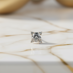 Bague en or rose avec diamant rond taille brillant, couleur G, diamant naturel, classique, pour fiançailles, or blanc pour femme, certifié GIA - Product Image 2