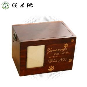 קופסת זיכרון מעץ מלא, מאושרת על ידי BANABA CE, לחיות מחמד (כלבים וחתולים), עם מסגרת לתמונה. - Product Image 1