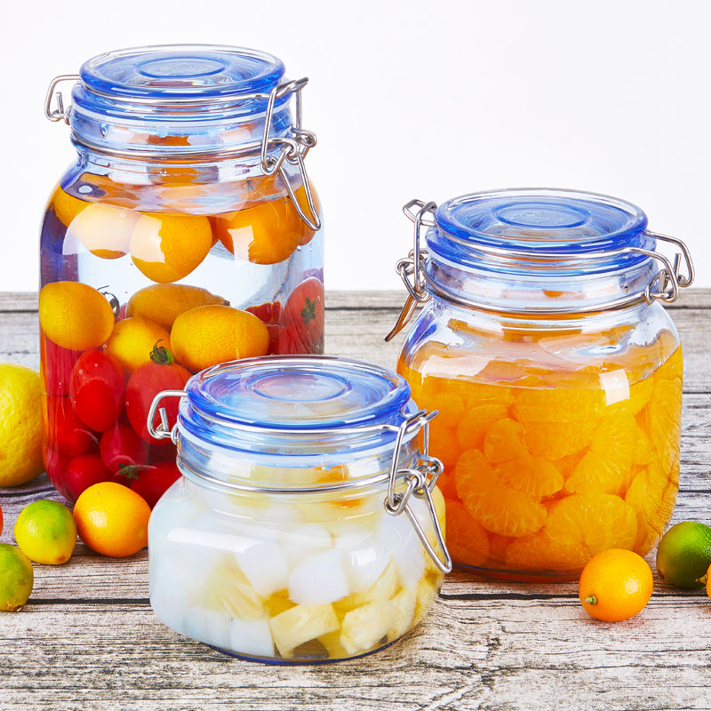 fast delivery 500~3000ml seal cans jar glass lemon honey jam bottle food storage jar