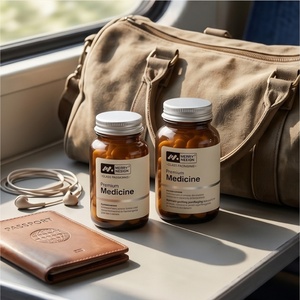 Bouteilles en verre givré de luxe personnalisées pour capsules de pilules, emballages de vitamines, flacons vides pour compléments alimentaires, bouteilles en verre ambré - Product Image 5