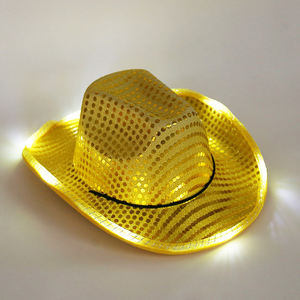 Sombrero de Vaquero LED Rosa con Lentejuelas, Material de Tela EVA, Funciona con Pilas, para Uso en Exteriores, Regreso a Clases, Halloween, Día de San Valentín, Año Nuevo - Product Image 1