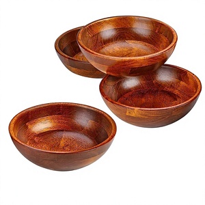 Ensemble de bols de service en bois d'acacia écologiques et durables, polis, style vintage, pour fêtes, Uttar Pradesh, BS INTERNATIONAL, faible MOQ 0,4 kg - Product Image 4
