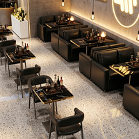 Canapé de banquet commercial de luxe léger, table à manger en cuir et marbre, mobilier moderne pour restaurant, salon, club, bar