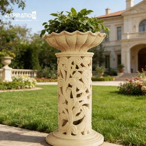 Urna de Piedra Fundida para Jardín Europeo, Macetero para Vestíbulo de Hotel, Urna de Piedra de Arte Clásico para Entrada, Urna de Piedra Sintética - Product Image 1