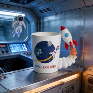 Taza de Cerámica con Diseño de Dibujos Animados, Tema de Explorador Espacial, Regalo para Fiestas, Vajilla Novedosa - Product Image 1