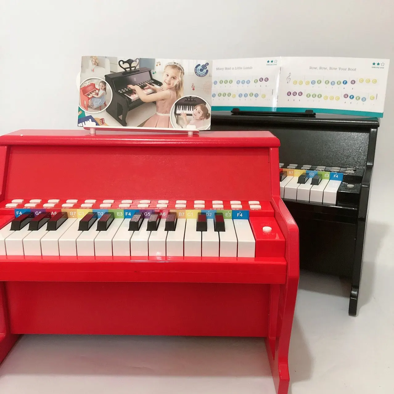 Multifunktion aler optischer Leitfaden 25 Tasten beleuchtung, die elektronisches Tastatur klavier für Kinder anfänger aus Holz spielzeug lehrt