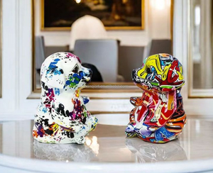 Statue de chien en résine colorée style <span class=keywords><strong>Pop</strong></span> Art, <span class=keywords><strong>figurine</strong></span> d'animal de dessin animé pour la décoration de table d'hôtel - Product Image 1