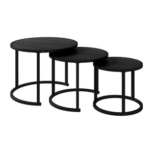 Minimalist Modern <b>Round</b> Coffee <b>Table</b> Wood <b>Top</b> Metal Frame Small Size Living Room Bedroom Home Use - Product Image 5