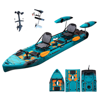 Kayak Modular a Pedales Último Modelo 2025 con Aletas Desmontables Gran Almacenamiento de Pesca Capacidad para 2 Personas para Motor de Surf Kayak de 2 Piezas