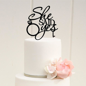 Décoration de gâteau en acrylique créative pour fiançailles, elle a dit oui, décoration de gâteau de fiançailles, diamant, amour - Product Image 6