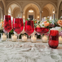 Verres à pied en cristal rouge coloré pour jus et cocktails Highball, 6.8 oz, 14.5 oz, 19.6 oz