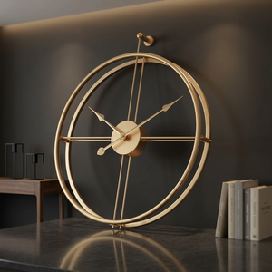 Modern Gold Plated Round <b>Wall</b> <b>Clock</b> Quartz Analog <b>Oversized</b> Design for Living Room Hanging Style - Product Image 2