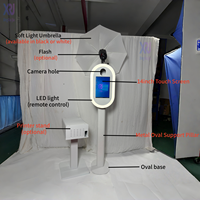 Photomaton ovale en métal 2026 avec écran tactile 14 pouces, conception étanche, ventilateur de refroidissement RGB, imprimante photo en libre-service, capacité 15 personnes