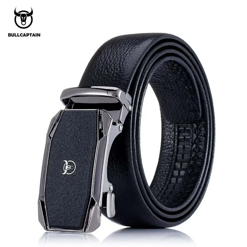 BULLCAPTAIN Cow Leather Men's Premium Belt Men's Belt New Fashion Classic Retro Pin Buckle Men's Belt High Quality black