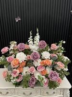 Chemin de table personnalisé en forme de cœur pour la décoration de mariage, chemin de table floral artificiel pour la décoration de la table principale