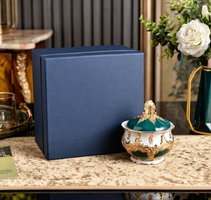 Ornate Emerald Green Gold Relief <b>Bone</b> <b>China</b> Creamer And Sugar Bowl <b>Set</b> For Tea Service - Product Image 3
