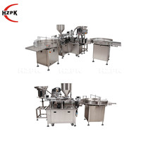 Machine de remplissage et de bouchage automatique HZPK pour liquides et pâtes, idéale pour les cosmétiques, l'eau, les huiles essentielles, les crèmes, les parfums, les bouteilles en plastique, en verre, les pots et les boîtes.