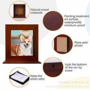 Solid Wood Pet <b>Urn</b> Rectangle Airtight With Photo Frame For <b>Cats</b> And Dogs Commemorative Memorial Box - Product Image 5