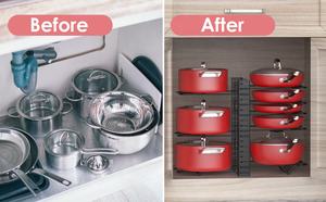 Portapentole da Cucina Fai-da-Te in <span class=keywords><strong>Ferro</strong></span> Nero Resistente, Organizzatore per Coperchi <span class=keywords><strong>di</strong></span> Pentole, Stile Moderno, Più Grande, per Armadi e Dispense - Product Image 6