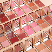 Private Label Langhoudende Natuurlijke Roze Blush Palette Luxe Gouden Wangenmake-up Crème & Poeder Blush Duo