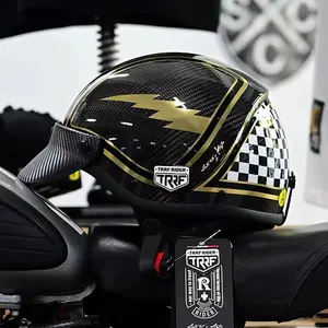 Leggero in fibra di carbonio Scooter Moto mezza faccia casco Vintage mezza Moto casco interno visiera