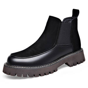 Stivali Chelsea da <span class=keywords><strong>uomo</strong></span> in vera pelle stile retrò britannico, taglie 38-45, stivali comodi slip-on da <span class=keywords><strong>uomo</strong></span> per autunno/inverno - Product Image 1
