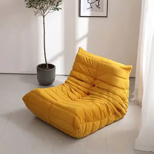lantai nyaman kursi Suppliers-Ruang Tamu Kuning Lantai Tempat Duduk Kursi Sofa Kain Lipit Kain Pelapis Lembut Nyaman Lipat Malas Lounge Sofa Kursi Sofa