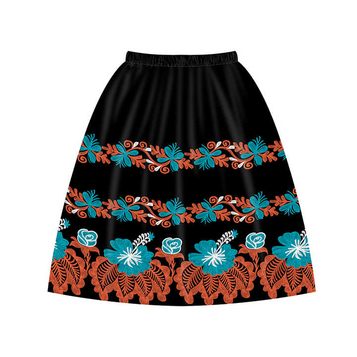 Women Summer Retro Flower Cotton Skirt