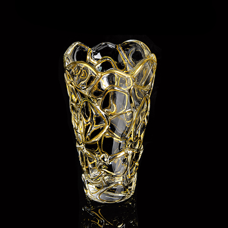 Стеклянная ваза нового дизайна для домашнего декора, элегантная Цветочная ваза с золотой линией