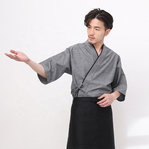 Kimono Giapponese da Chef con Linee Nere e Grigie, Uniforme da Lavoro a Mezza Manica <span class=keywords><strong>per</strong></span> Uomo con Logo Personalizzato <span class=keywords><strong>per</strong></span> Ristoranti di Sushi - Product Image 2