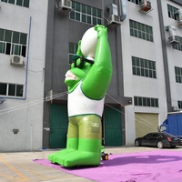 Modèle de gorille sportif gonflable géant vert avec ballon - Figurine gonflable publicitaire personnalisée avec numéro/nom pour événement