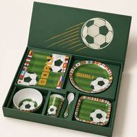 Service de vaisselle en mélamine pour enfants, série Football Green Field, bols et assiettes à motif ballon de football pour fêtes d'anniversaire et usage domestique CE