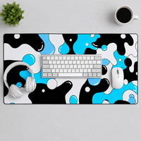 Tapis de souris et clavier de jeu rectangulaires Tigerwings XXL abstraits noir et blanc, imperméables, à transfert thermique, en caoutchouc, antidérapants, en stock