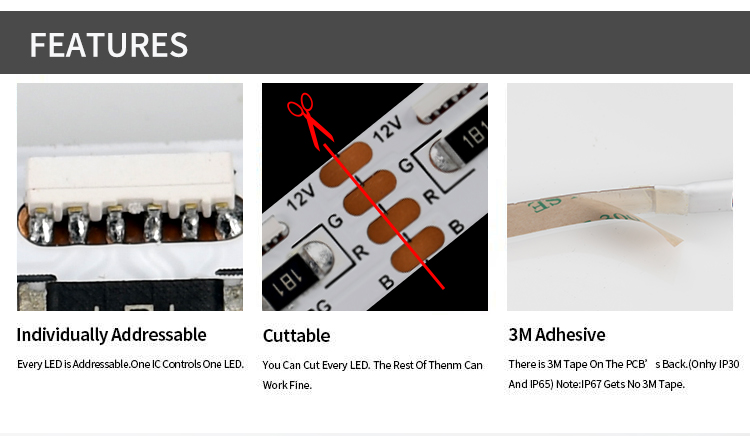 DC 12/24V 10MM wide 60LEDs side view LED strip light smd 020 LED strip RGB available