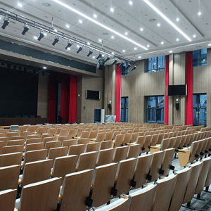 Заводская оптовая продажа, складное кресло для зала с письменным планшетом, деревянные сиденья для театра, мебель для церковного школьного театра - Product Image 4