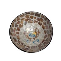 Ensemble de bol en coquille de noix de coco de luxe du Vietnam plaque ronde incrustée de nacre pour mariage ou camping de haute qualité