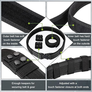 Ceinture tactique en nylon robuste sur mesure en gros, confortable pour une utilisation en extérieur avec 4 boucles et logo personnalisé - Product Image 3