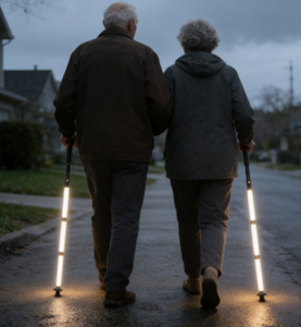 Bastón de Seguridad con Linterna LED Recargable para Personas Mayores, Bastón Telescópico Ligero de Acero Inoxidable con Punta Antideslizante, 300 lb - Product Image 5