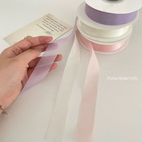 Ruban en organza transparent pastel, rouleau de ruban minimaliste en mousseline mate, ruban délicat pour emballage cadeau, ruban artisanal en voile lavande, ivoire, rose